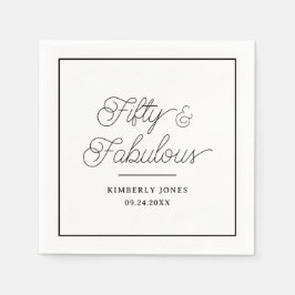 Minimal Modern Fifty & Fabulous 50th Birthday Pappersservett