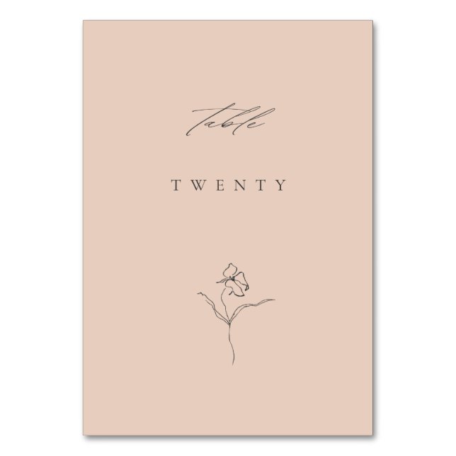 Minimal Modern  Fine Art Blommigt Bröllop Bordsnummer (Framsidan)