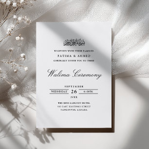 Minimal Modern Formell Svart Skript Walima Ceremon Inbjudningar