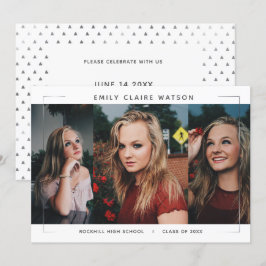 Minimal Modern Framed Photo Collage Grad Party Inbjudningar