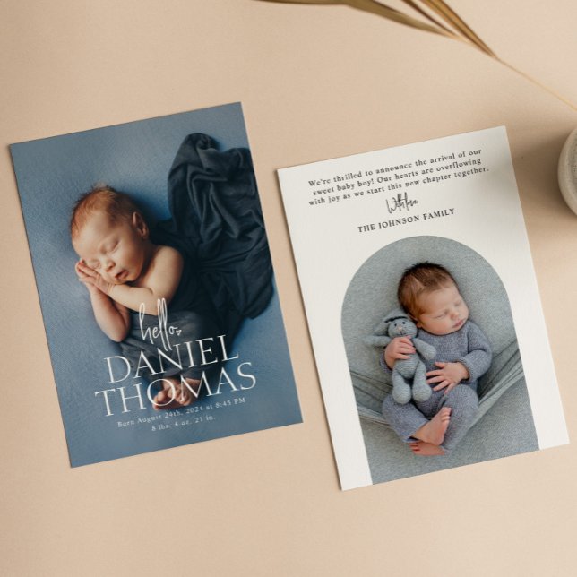 Minimal modern Fullt Photo Baby Birth Meddelande (Skapare uppladdad)