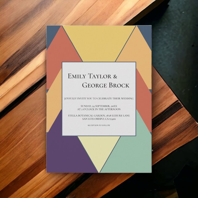Minimal modern geometrisk färgfull Snyggt Bröllop Inbjudningar (Skapare uppladdad)
