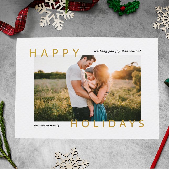 Minimal Modern Glad helg-foto Helg Vykort (Minimal Modern Happy Holidays Photo Holiday Postcard)