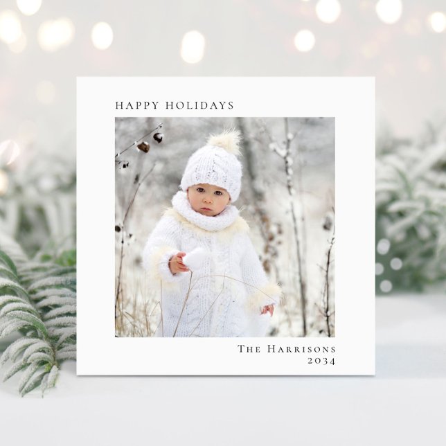 Minimal Modern Glad helg-julfoto Julkort (Share the love and warmth of the season with your personalized photo Christmas card)