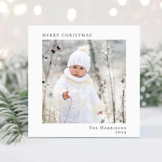 Minimal Modern God jul-foto Julkort (Share the love and warmth of the season with your personalized photo Christmas card)