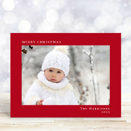 Minimal Modern God jul Photo Red Julkort