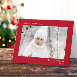 Minimal Modern God jul Red Photo Helgkort