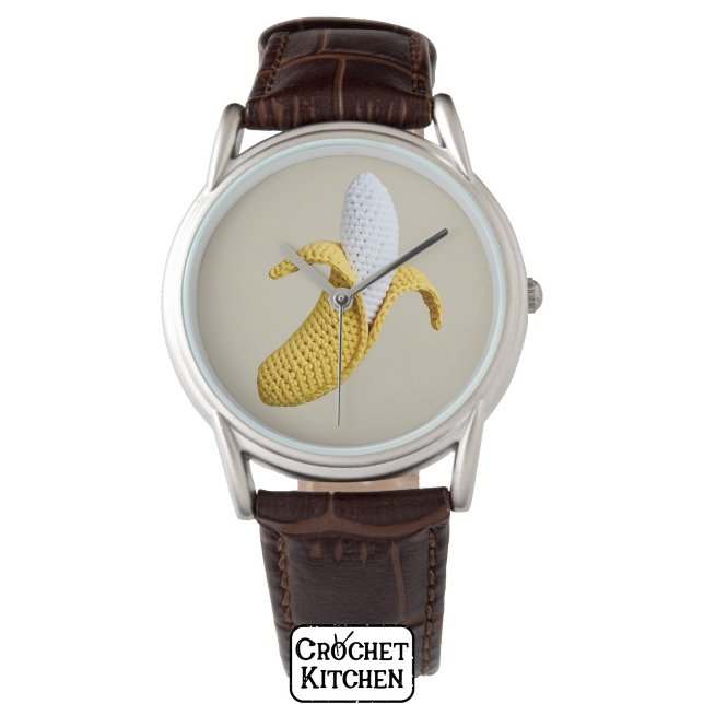 Minimal Modern Grandmacore Cute Crochet Banana Armbandsur (Skapare uppladdad)
