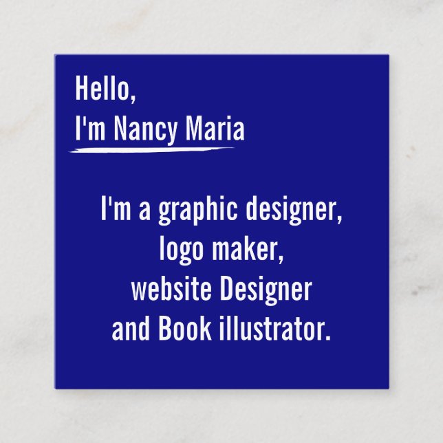 Minimal modern Graphic design Blue Fyrkantigt Visitkort (Framsida)