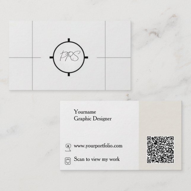 Minimal Modern Graphic Designer QR Code Visitkort (Fram/baksida)