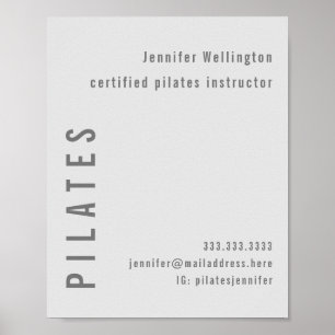 Minimal Modern Grått Pilates Fitness Marknadsfrämj Poster