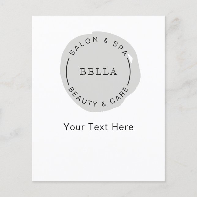 Minimal Modern Grått Salon och Spa Business Flyers (Framsidan)