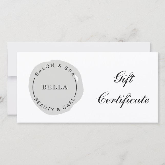 Minimal Modern Grått Salon Spa Gift-certifikat (Framsida)