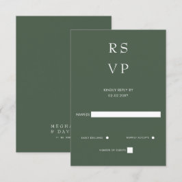 Minimal modern Grönt Bröllop med enkel Elegant OSA Kort