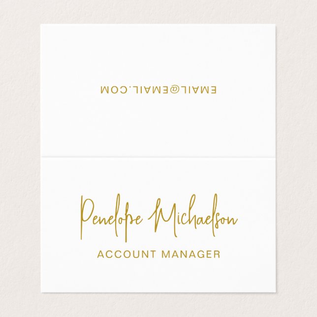 Minimal Modern Guld Färg Lettering och QR-kod Visitkort (Utsida ovikt)