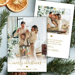 Minimal Modern Guld Script 2 Photo God jul Julkort