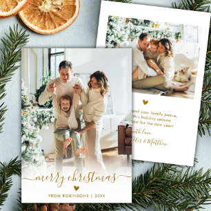 Minimal Modern Guld Script 2 Photo God jul Julkort