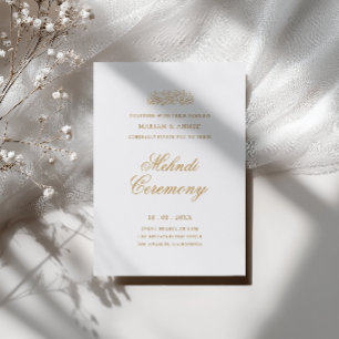 Minimal Modern Guld Script Henna Mehndi Ceremoni Inbjudningar