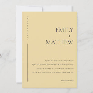 MINIMAL MODERN GULT OCHRE TYPOGRAFI BRÖLLOP INBJUDNINGAR
