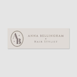 Minimal Modern Hair Stylist Namn Badge monogram Namnbricka