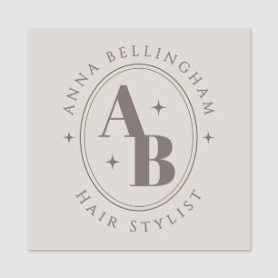Minimal Modern Hair Stylist Namn Badge monogram Namnbricka