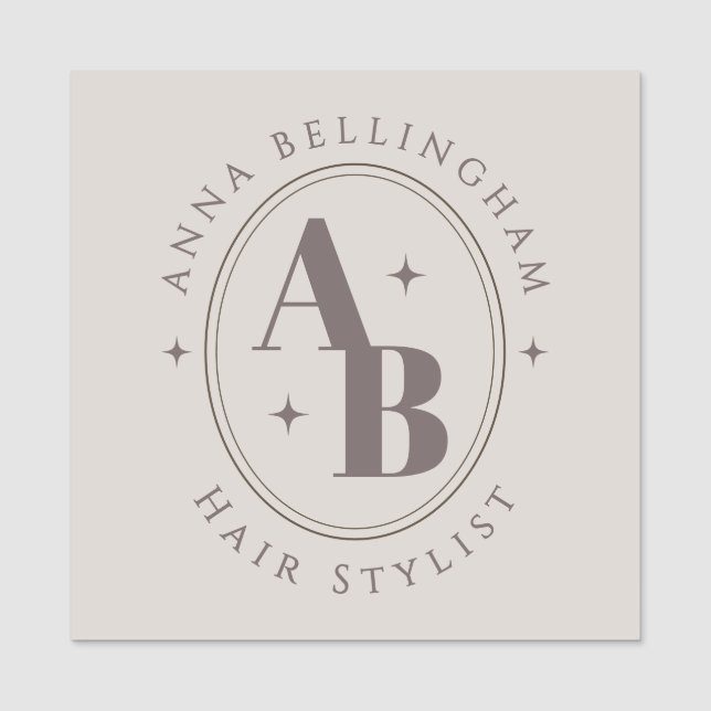 Minimal Modern Hair Stylist Namn Badge monogram Namnbricka (Framsida)