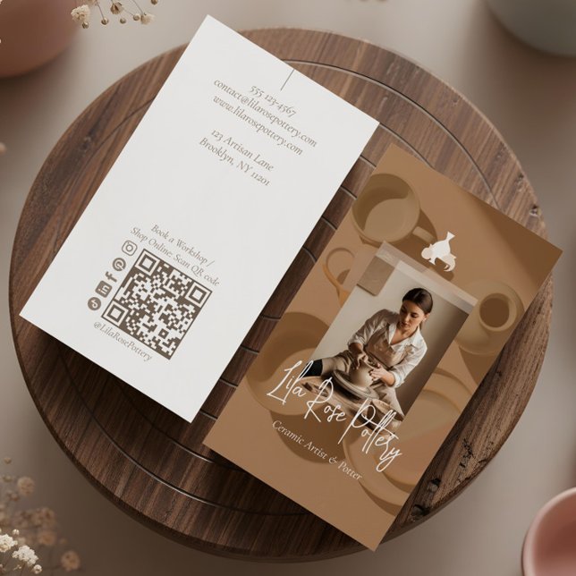 Minimal Modern handgjord konstnärlig keramik Foto  Visitkort (Minimal Modern hand Made Artistic Pottery Photo Business Card)