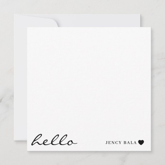 Minimal Modern Heart Clean White Design Anteckningskort (Framsida)