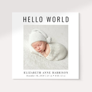 Minimal Modern Hej World Photo Birth Meddelande