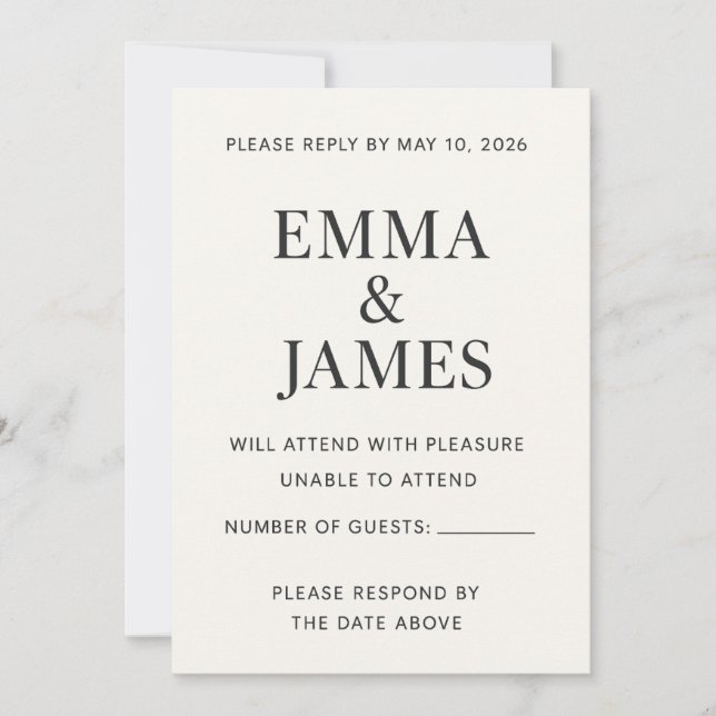 Minimal Modern Ivory RSVP Card (Framsida)