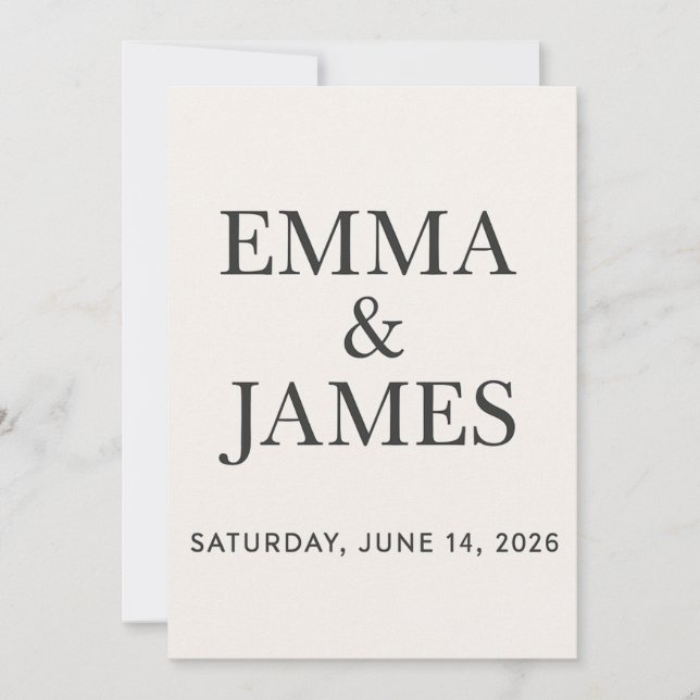 Minimal Modern Ivory Save the Date Spara Datumet (Framsida)