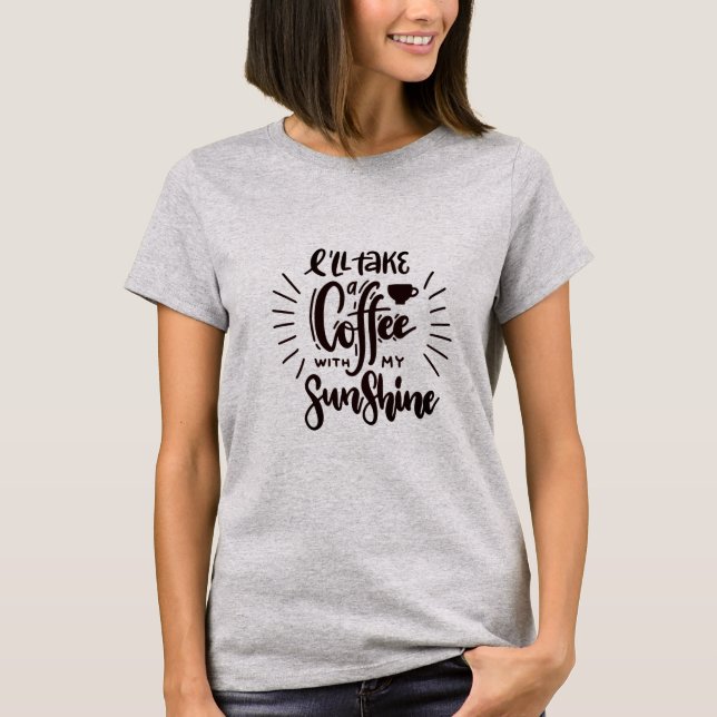 Minimal Modern Jag tar kaffe med solljus T Shirt (Framsida)