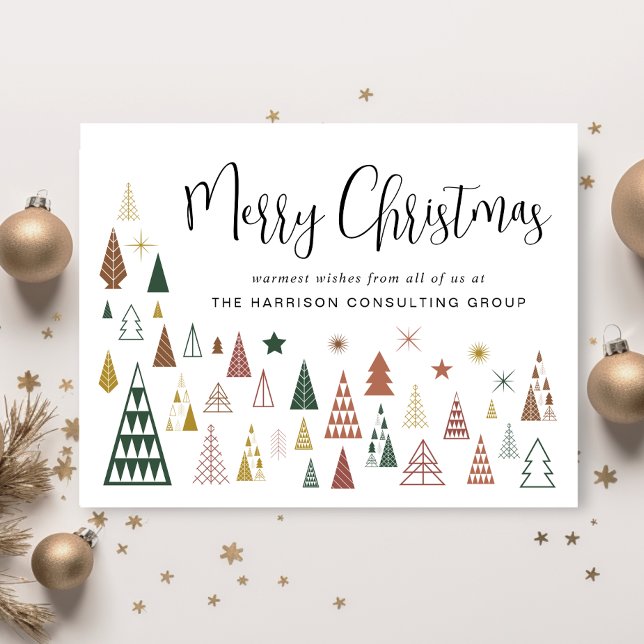 Minimal Modern Julgranar Business Corporate Julkort (Spread the joy of the season and strengthen business relationships with our stylish holiday card)