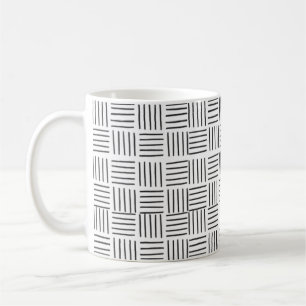 Minimal modern kvadrat, svart och vit Linjer Mönst Kaffemugg