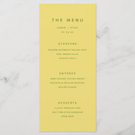 Minimal Modern Lemon Gul Bröllop Meny
