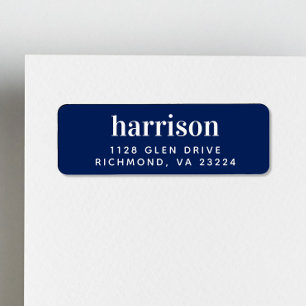 Minimal Modern Lettering Navy Blue-Returadress Returadress Etikett