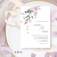 Minimal, modern Lila Mauve Pastel Blommigt Bröllop