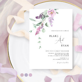 Minimal, modern Lila Mauve Pastel Blommigt Bröllop Inbjudningar