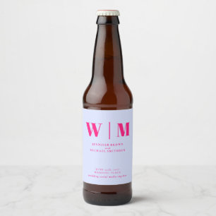 Minimal Modern Lila Rosa Drinkbröllop Ölflaska Etikett