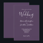 Minimal modern Lila White Bröllop Inbjudningar<br><div class="desc">Det här designade invigningskortet för bröllop innehåller en elegant,  modern och minimal typografisk design med ett lila färg-system. Redo som du kan anpassa med information om din speciella bröllopsdag. Bläddra i Eleganten Minimal Modern Lila Bröllop Suite för att hitta matchande Bröllop-stationsobjekt.</div>