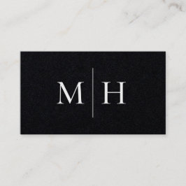 Minimal Modern Line Initialer Monogram Black Kraft Visitkort