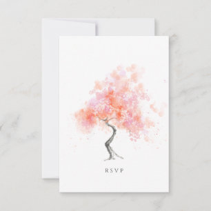 Minimal modern Ljus rosa vattenfärg Träd OSA Kort