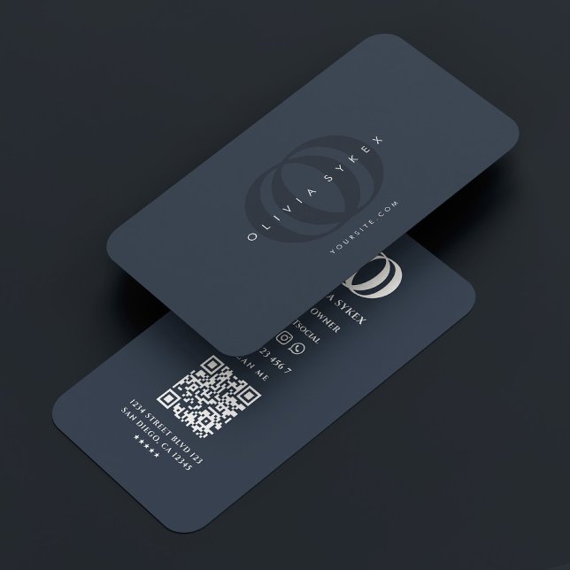 Minimal modern Logotyp av Mörk blått kol Visitkort (Minimal Modern Logo O Dark Blue Charcoal Business Card
)