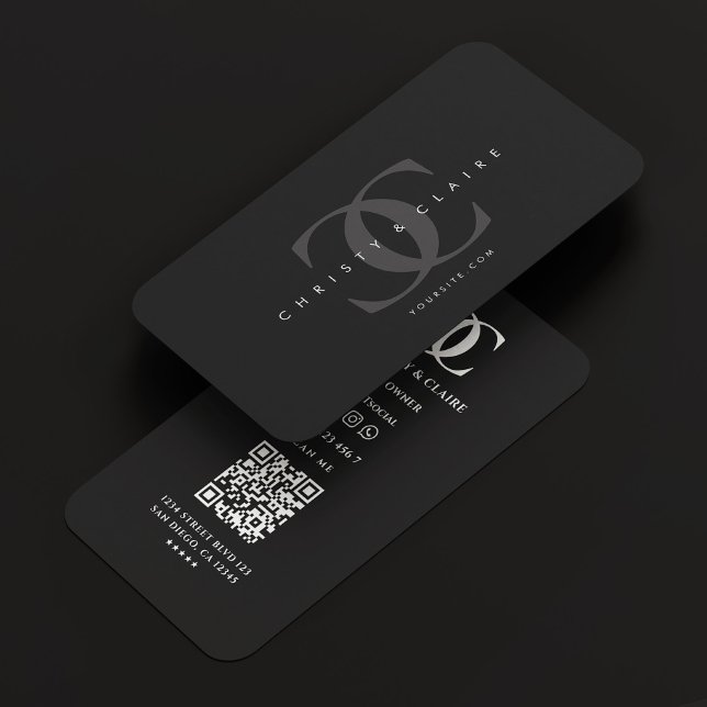Minimal Modern Logotyp C Black Grått Monogram Visitkort (Minimal Modern Logo C Black Grey Monogram Business Card
)