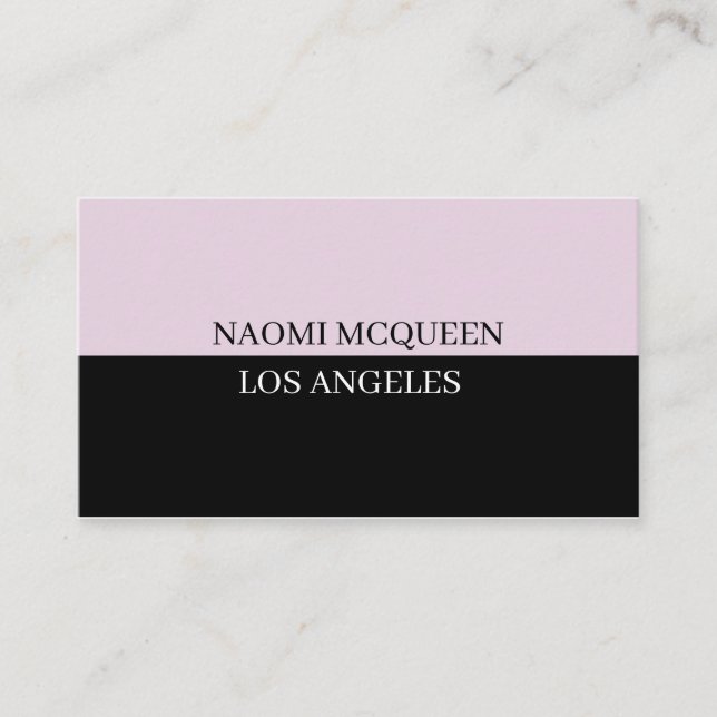 Minimal Modern Luxury Blush Pink Black Visitkort (Framsida)