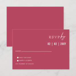Minimal modern Magenta Bröllop med enkel Elegant OSA Kort