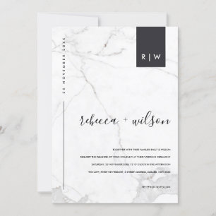 MINIMAL MODERN MARBLE STONE TYPOGRAPHY BRÖLLOP INBJUDNINGAR