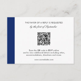 Minimal modern marin blå QR-kod Elegant bröllop OSA Kort