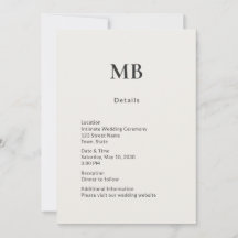 Minimal Modern Mikrobröllop Detaljerad Kort
