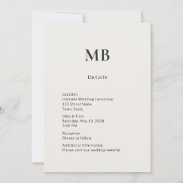 Minimal Modern Mikrobröllop Detaljerad Kort